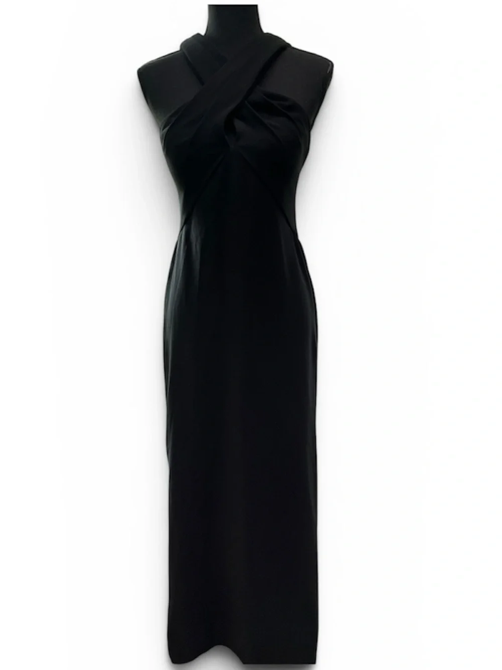 Pronovias Barcelona Black Cross-Neck Maxi Gown with Back Detail - Picture 3 of 15